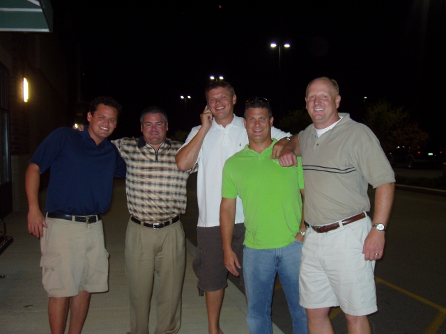 Tom Ashburn, Chris Clawson, Matt Arnold, Kevin Snyder and Mike Elkin kick-off the reunion weekend with a little preparty get together in Carmel Friday night before the reunion.